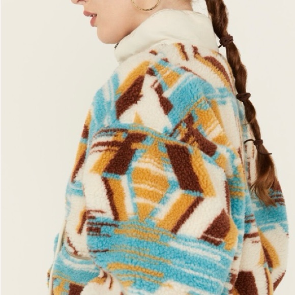 Rock & Roll PANHANDLE WOMEN'S ABSTRACT PRINT SHERPA SWEATER JACKET - Picture 2 of 6